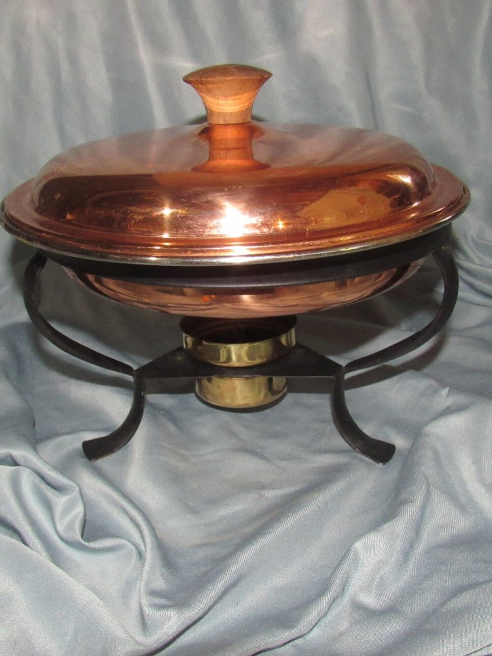 Vintage, Copper Chafing Dish and Lid, Metal Stand X332